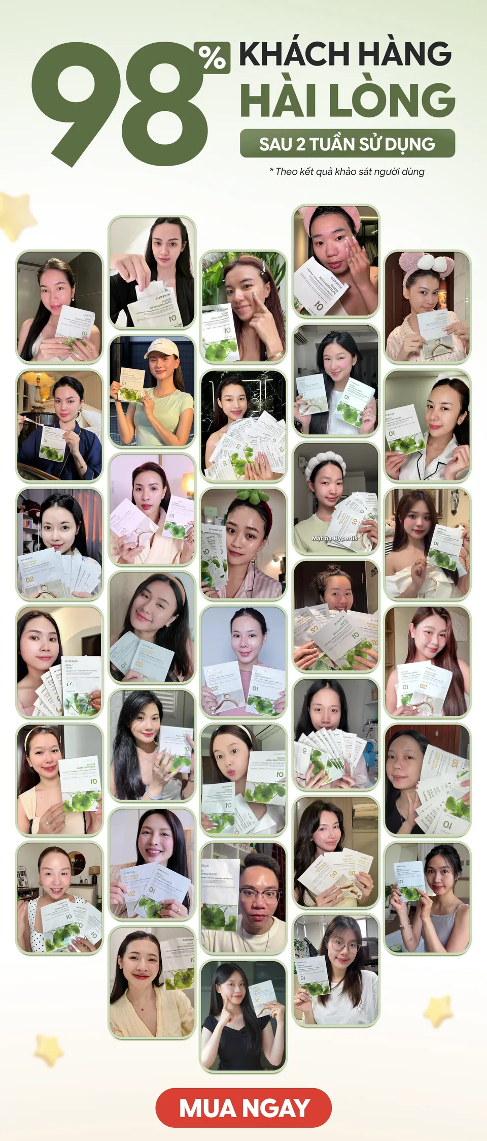 98% khách hàng hài lòng sau 2 tuần sử dụng